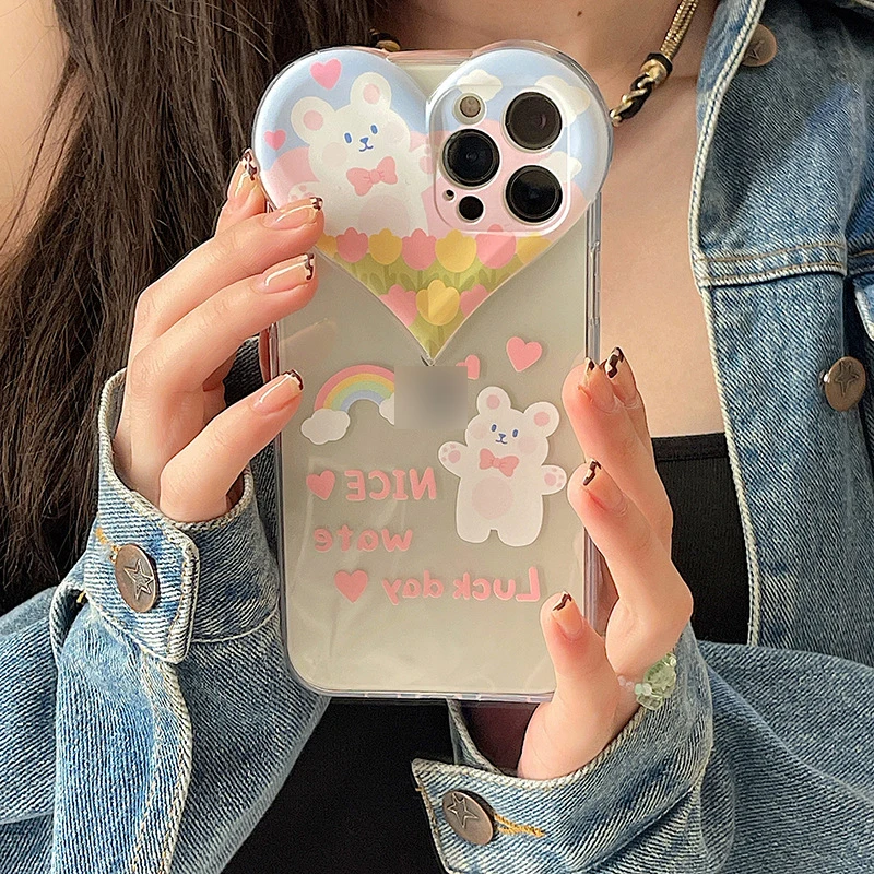 Sweet Rainbow Bear Phone Case For Iphone Tansparent TPU Large Hearts Phone Case For iphone 13 12 11 Pro X XR XS Max Phone Case
Sweet Rainbow Bear Phone Case For Iphone Tansparent TPU Large Hearts Phone Case For iphone 13 12 11 Pro X XR XS Max Phone Case