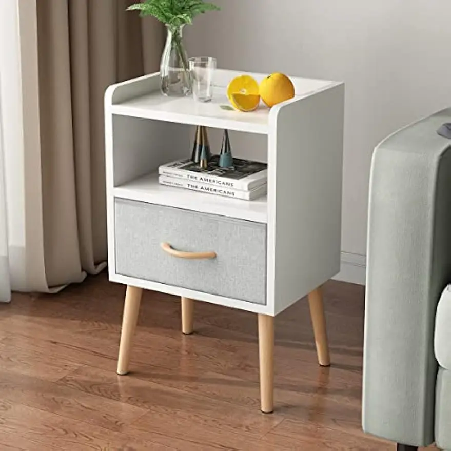 NightStand with Fabric Drawer, Bedside Table with Solid Wood Legs, Minimalist and Practical End Side Table
NightStand with Fabric Drawer, Bedside Table with Solid Wood Legs, Minimalist and Practical End Side Table