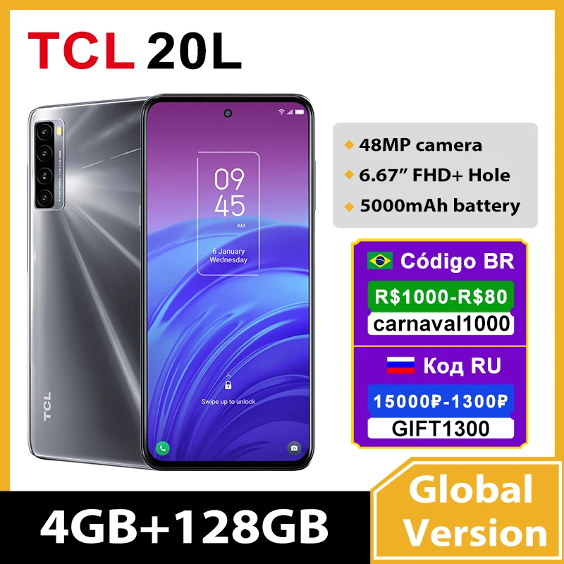 

Смартфон глобальная версия TCL 20L, 4 + 128 ГБ, Snapdragon 662, FHD + дисплей 6,67 дюйма, ИИ-камера 48 МП, 18 Вт, быстрая зарядка, 5000 мА · ч, NFC