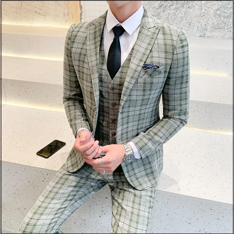 Mens Plaid Suits Classic Wedding Suit For Men 2022 High Quality Men's Slim Fit Suits Formal 5XL Prom Party Costume Homme
Mens Plaid Suits Classic Wedding Suit For Men 2022 High Quality Men's Slim Fit Suits Formal 5XL Prom Party Costume Homme