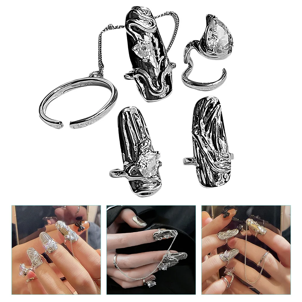 Ring Finger Nail Rings Women Knuckle Claw Fingernail Joint Metal Nails Opening Cover Cap Tip Gothic Rhinestones Decoration
Ring Finger Nail Rings Women Knuckle Claw Fingernail Joint Metal Nails Opening Cover Cap Tip Gothic Rhinestones Decoration