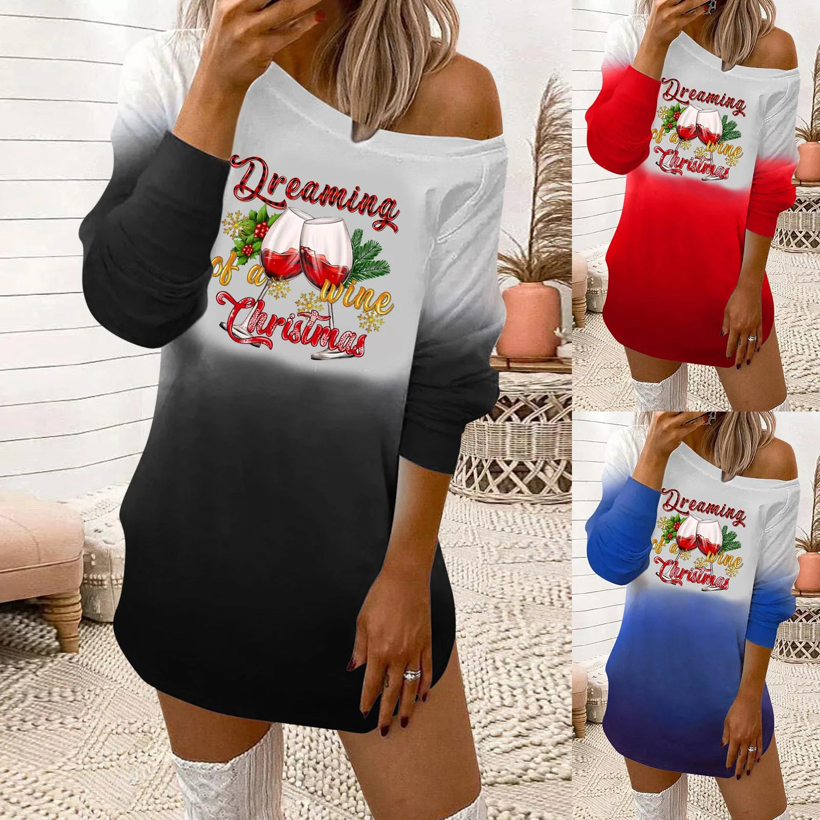 Womens Fashion Casual Merry Christmas Prints O Neck Off Shoulder Long Sleeves Sweatshirts Dress Ladies Long Dress
Womens Fashion Casual Merry Christmas Prints O Neck Off Shoulder Long Sleeves Sweatshirts Dress Ladies Long Dress