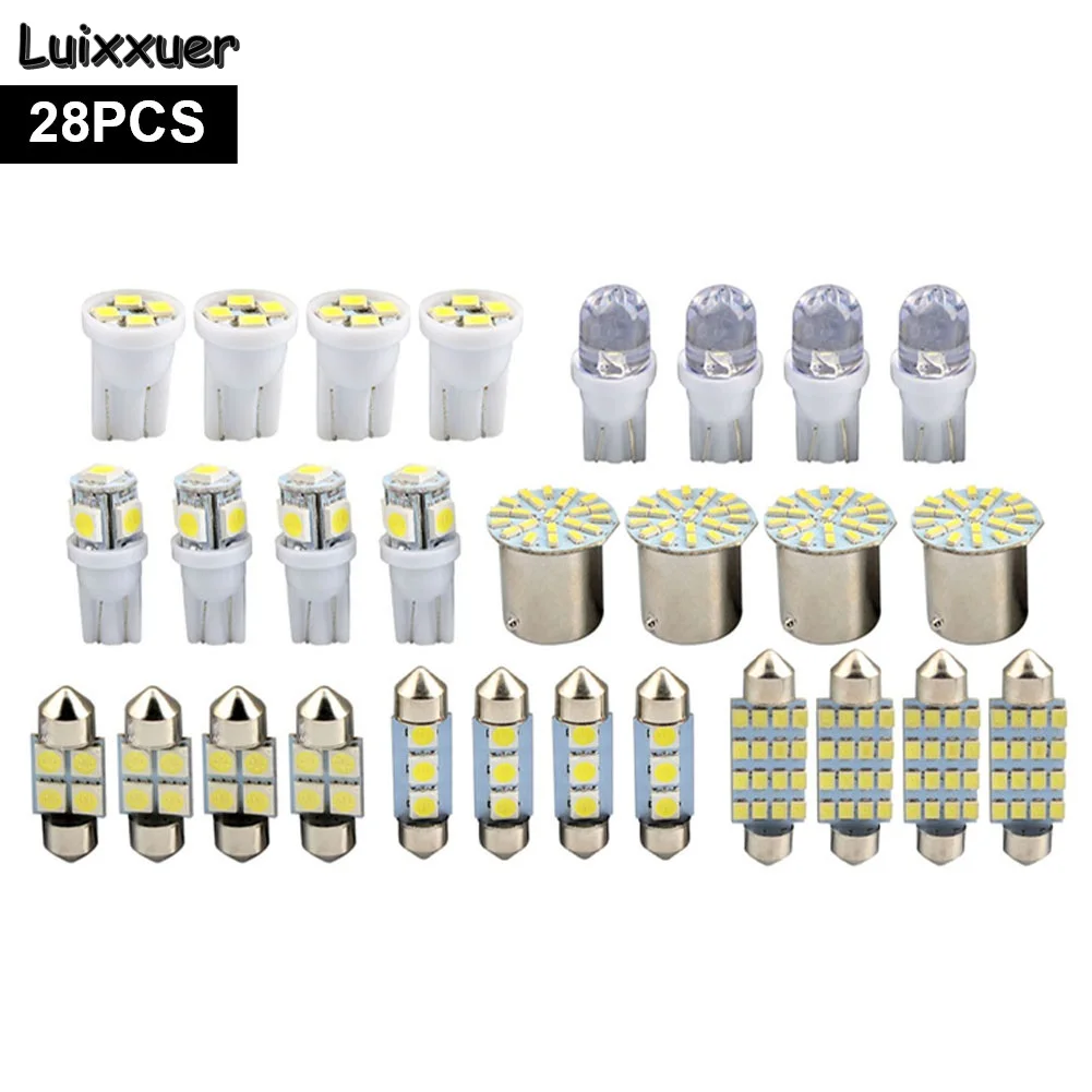 28pcs Universal T10 Car LED Light Bulb White Car Interior Dome License Plate Festoon Map Reading Light Mixed Lamp Set Decor
28pcs Universal T10 Car LED Light Bulb White Car Interior Dome License Plate Festoon Map Reading Light Mixed Lamp Set Decor