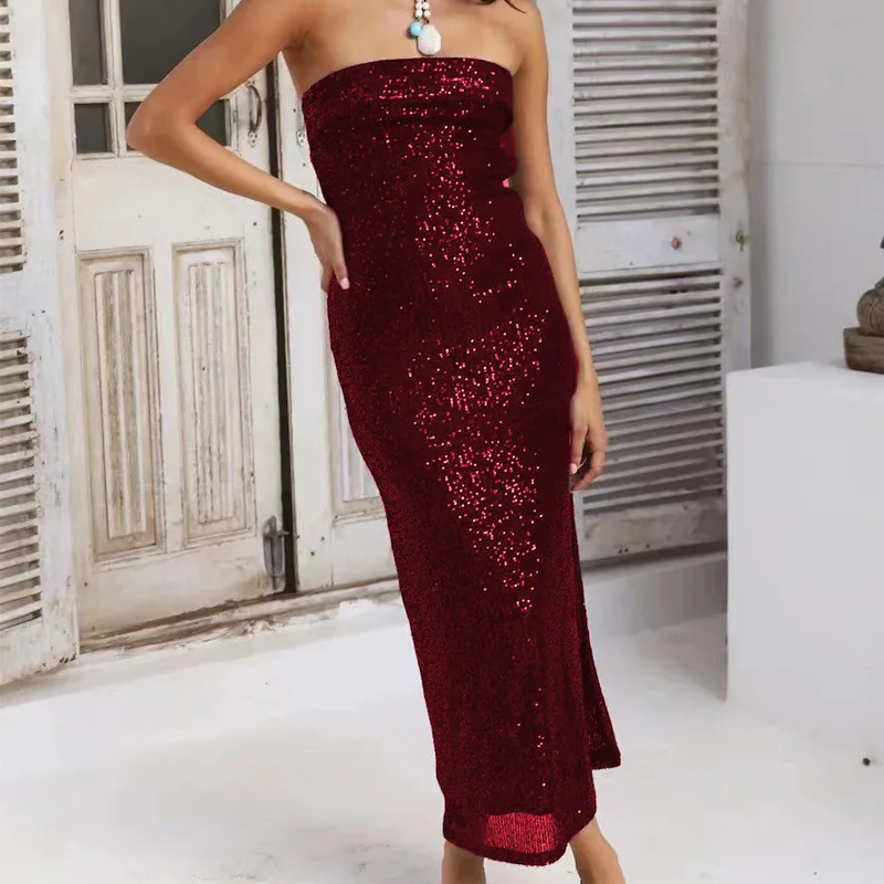 Women Summer Sexy Strapless Sheath Long Dress 2023 Casual Elegant Party Dress Lady Spring Fashion Solid Sequins Straight Dress
Women Summer Sexy Strapless Sheath Long Dress 2023 Casual Elegant Party Dress Lady Spring Fashion Solid Sequins Straight Dress