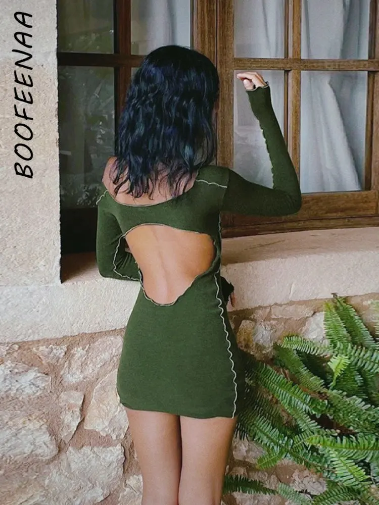 BOOFEENAA Cut Out Open Back Long Sleeve Dresses for Women Y2k Streetwear Sexy Clubbing Outfits Green Bodycon Mini Dress C83-BC20
BOOFEENAA Cut Out Open Back Long Sleeve Dresses for Women Y2k Streetwear Sexy Clubbing Outfits Green Bodycon Mini Dress C83-BC20