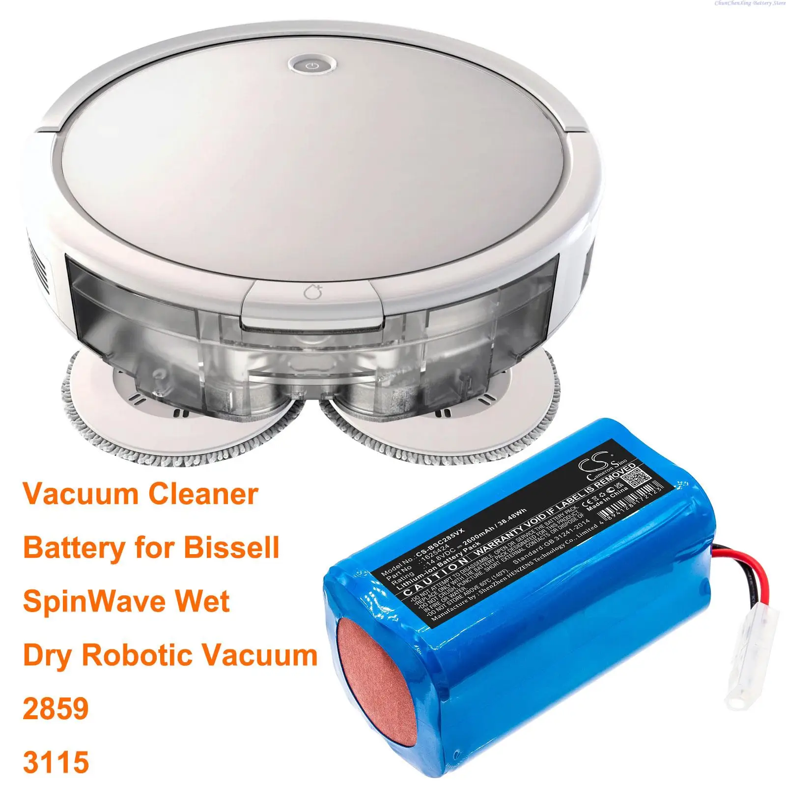 2600mAh Battery 1625424 for Bissell SpinWave Wet, Dry Robotic Vacuum, 2859, 3115
2600mAh Battery 1625424 for Bissell SpinWave Wet, Dry Robotic Vacuum, 2859, 3115