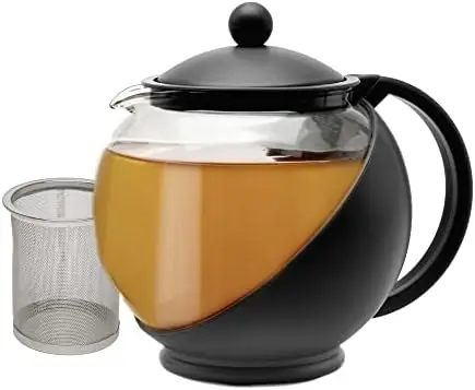 

Moon Teapot with Removable Infuser, Glass Tea Maker, Stainless Steel Filter, Dishwasher Safe, 40-Ounce, Black Tea infuser stainl