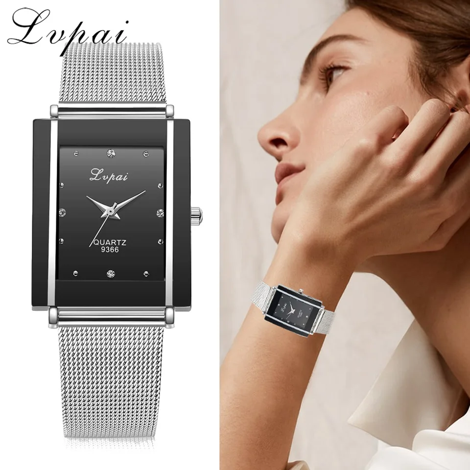 

Frauen Armband Uhr Silber Quadrat Luxus Kristall Legierung Armbanduhren Lvpai Marke Frauen Mode Männer Uhr Quarz Dropshiping