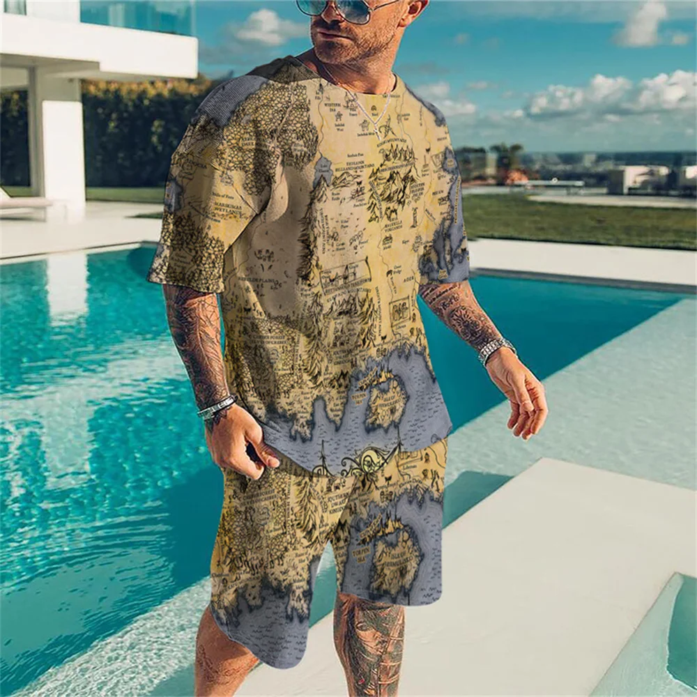 Men's Summer Tracksuit Nautical Map Compass 3d Print T-Shirt+Shorts Outfit Casual Stylish Sweatsuit Set Jogging Suit Clothing
Men's Summer Tracksuit Nautical Map Compass 3d Print T-Shirt+Shorts Outfit Casual Stylish Sweatsuit Set Jogging Suit Clothing