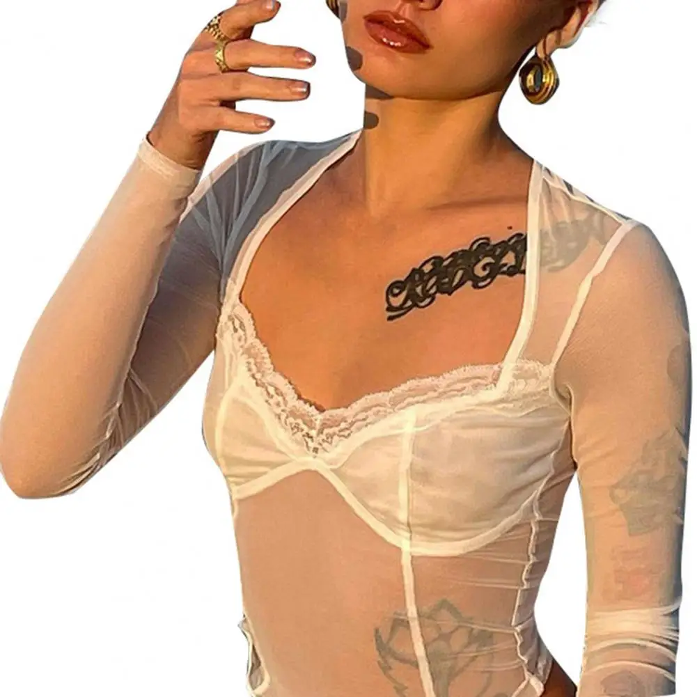 Popular Women Blouse See Through Anti-shrink Long Sleeve Top Spring Summer Lady Sexy Blouse Crop Top
Popular Women Blouse See Through Anti-shrink Long Sleeve Top Spring Summer Lady Sexy Blouse Crop Top