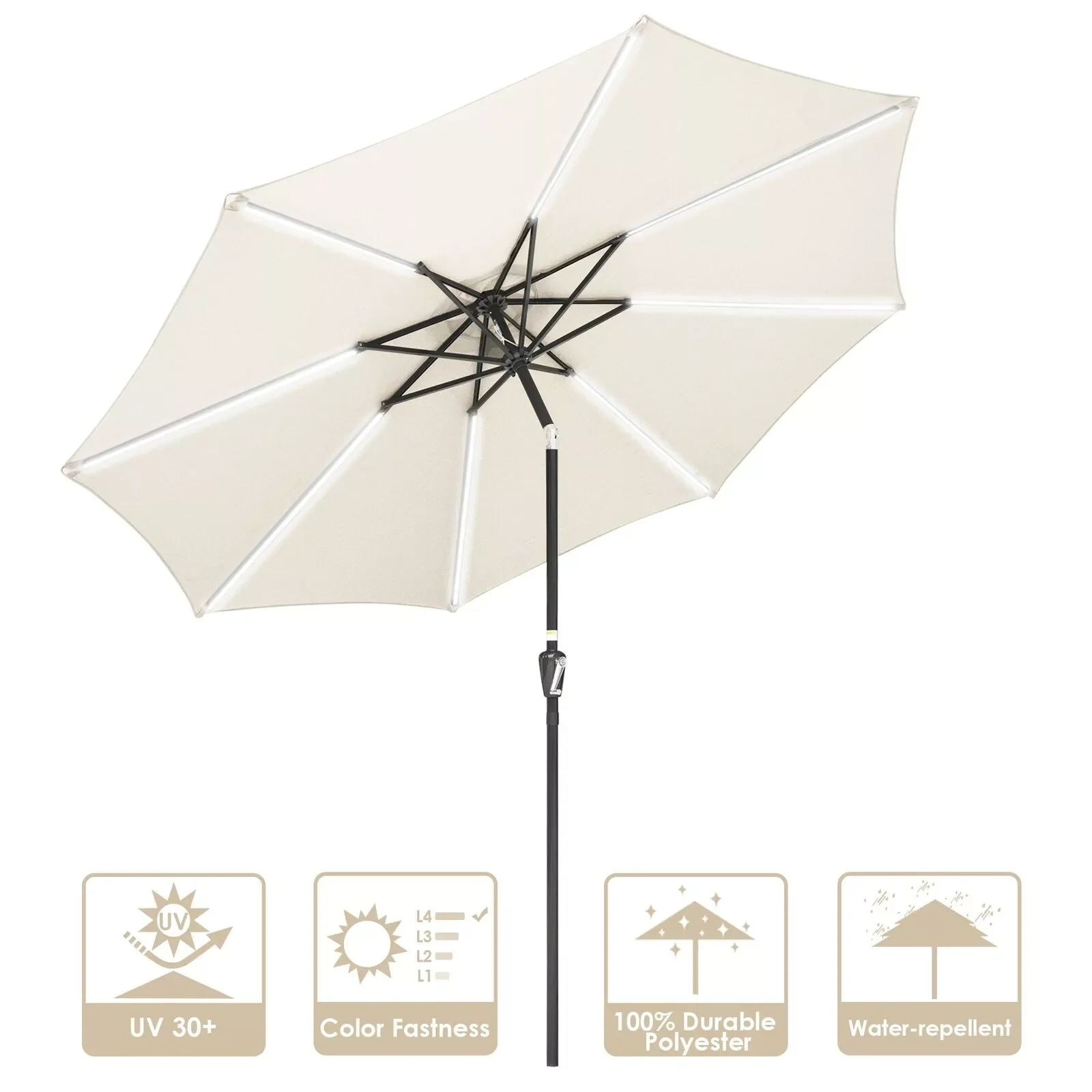 NEW2023 9ft Multifunctional Alu 8 LED Strip Light Umbrella Polyester Canopy White
NEW2023 9ft Multifunctional Alu 8 LED Strip Light Umbrella Polyester Canopy White