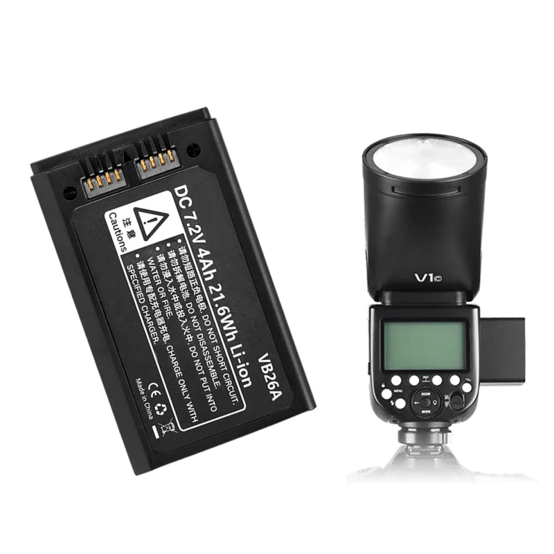 VB26A VB26 Li-Ion Battery 4000mAh Replacement Battery for Godox V1S V1C V1N V1F V1O V1P Round Head Flash
VB26A VB26 Li-Ion Battery 4000mAh Replacement Battery for Godox V1S V1C V1N V1F V1O V1P Round Head Flash