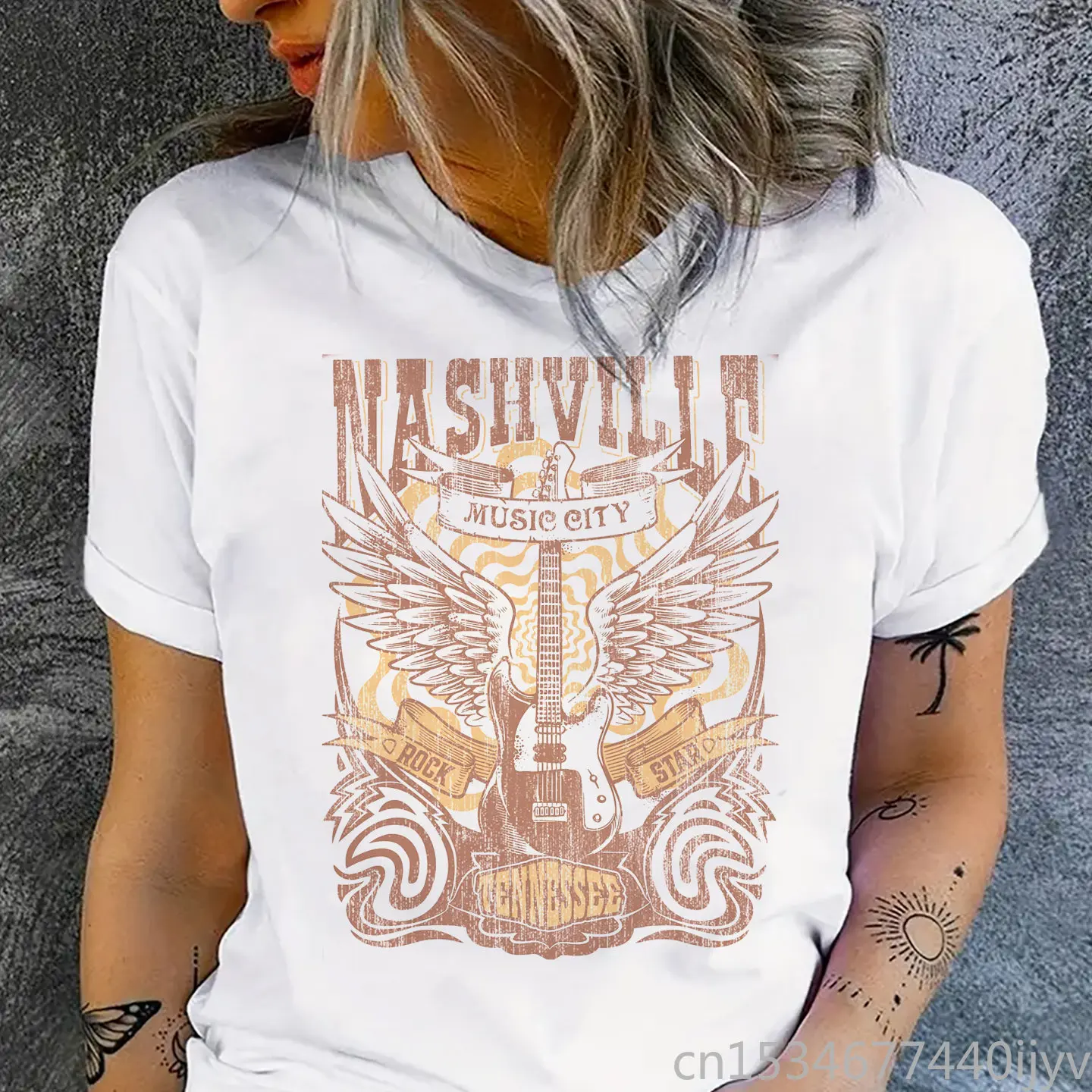 Nashville Country Music Shirt Print Short Sleeve O Neck Tshirt Casual Funny Tops Female Clothes Tee 
Nashville Country Music Shirt Print Short Sleeve O Neck Tshirt Casual Funny Tops Female Clothes Tee
