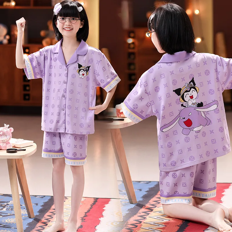 

Sanrio Kawaii аниме Cinnamoroll Домашняя одежда милая мультяшная курми девочка сердце Hello Kitty Пижама с короткими рукавами Игрушки для девочек