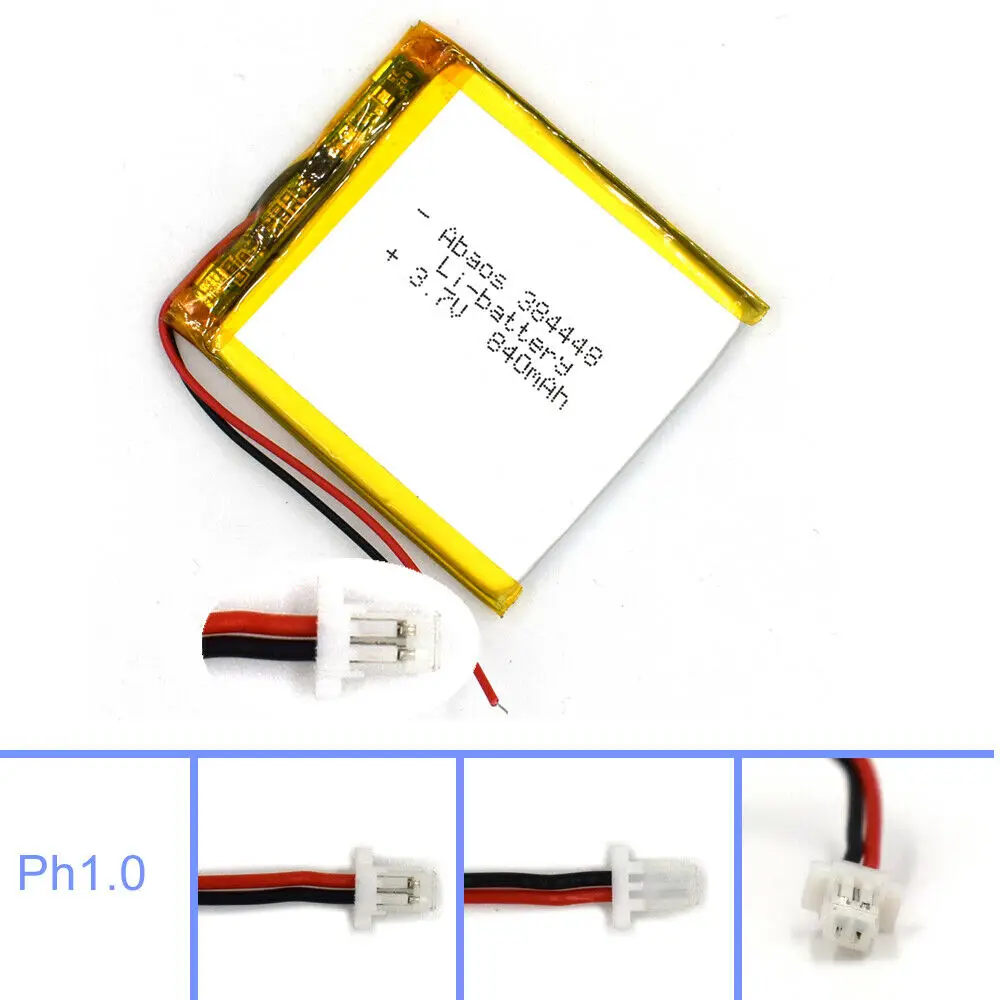 Литий-полимерный аккумулятор 3,7 в 840 мАч 384448 с 2-контактным разъемом JST, перезаряжаемая ячейка для светодиодной камеры, GPS
Литий-полимерный аккумулятор 3,7 в 840 мАч 384448 с 2-контактным разъемом JST, перезаряжаемая ячейка для светодиодной камеры, GPS