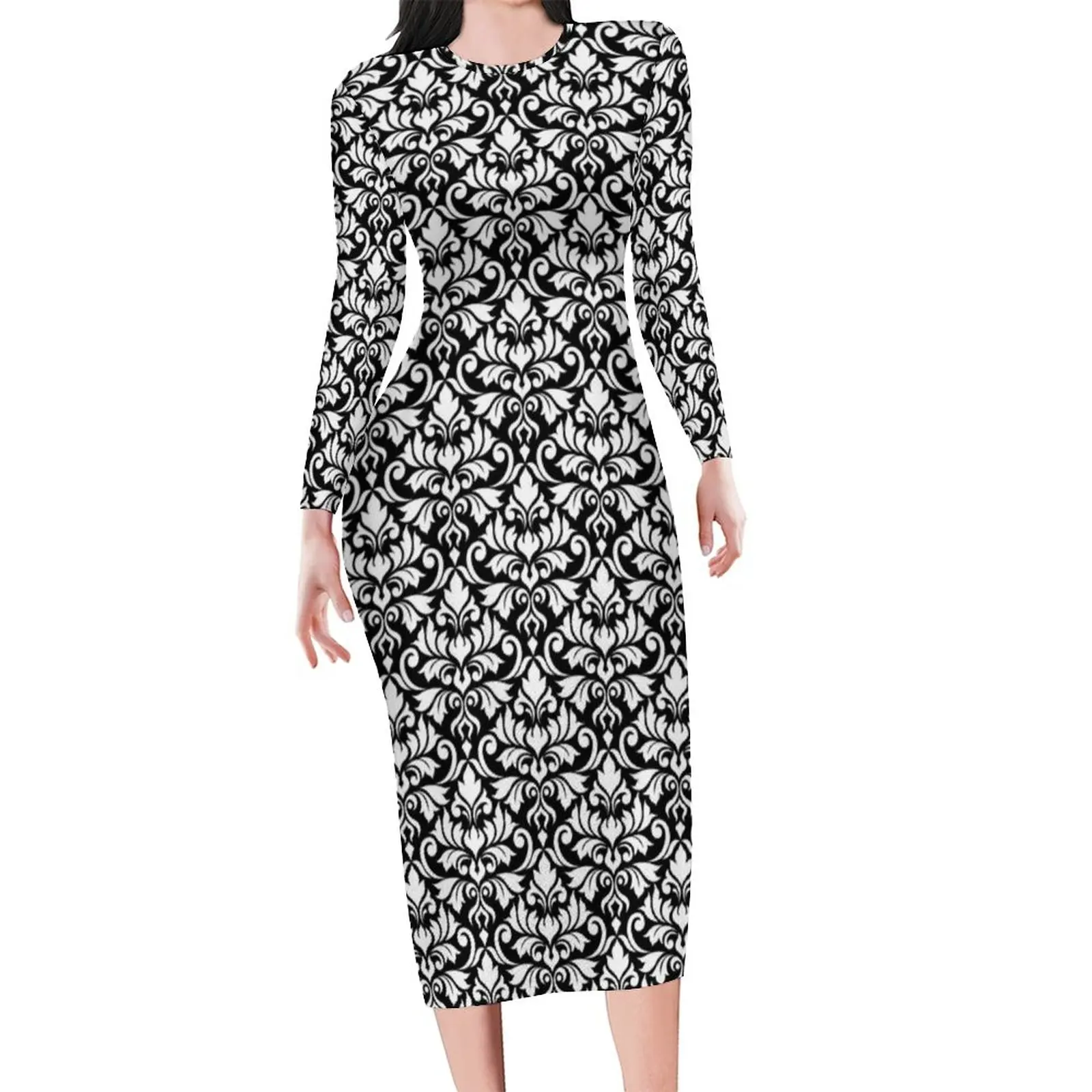 Retro Baroque Print Bodycon Dress Flourish Damask Cute Dresses Autumn Long Sleeve Street Style Design Dress Large Size 5XL 6XL
Retro Baroque Print Bodycon Dress Flourish Damask Cute Dresses Autumn Long Sleeve Street Style Design Dress Large Size 5XL 6XL