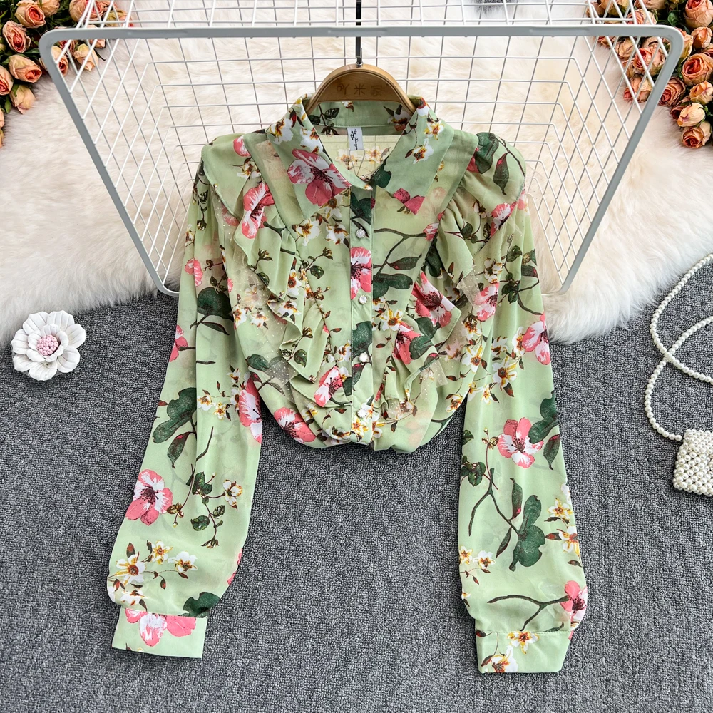 Hong Kong Style Floral Chiffon Shirt Women's Spring New Style Chic Shirt Design Sense of Minority Loose Long Sleeve Top
Hong Kong Style Floral Chiffon Shirt Women's Spring New Style Chic Shirt Design Sense of Minority Loose Long Sleeve Top