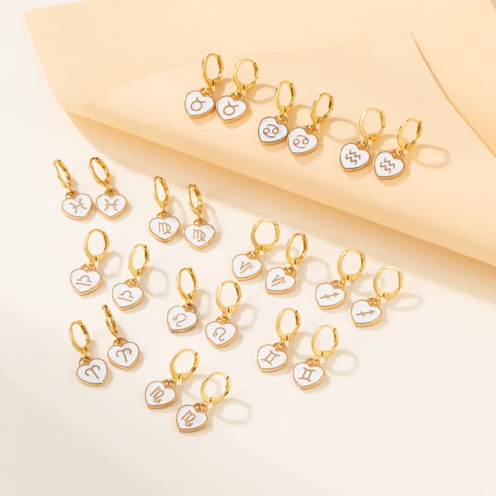 Creative New Twelve Constellations Symbolic Heart Shaped Earrings Personalized Simple For Women Birthday Gift Jewelry Gift
Creative New Twelve Constellations Symbolic Heart Shaped Earrings Personalized Simple For Women Birthday Gift Jewelry Gift