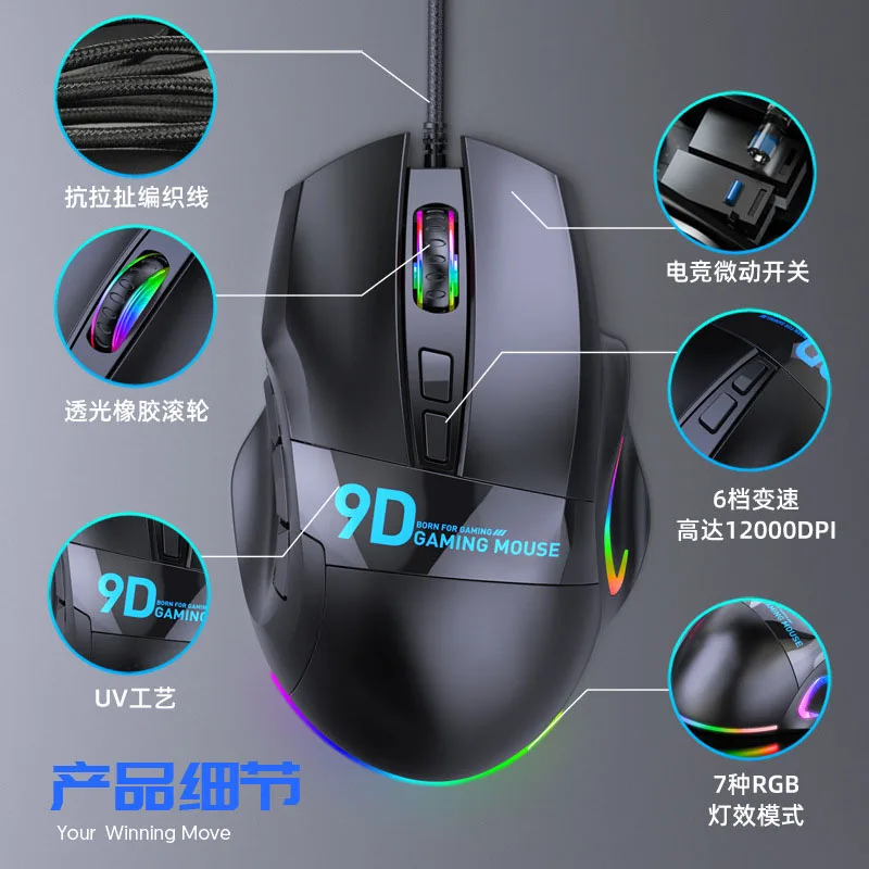 Полноскоростная многокнопочная игровая мышь, 9 Кнопок, RGB, проводная, с макросъемкой, Мышь для игр «курица ест», USB, фотоэлектрическая беспроводная мышь
Полноскоростная многокнопочная игровая мышь, 9 Кнопок, RGB, проводная, с макросъемкой, Мышь для игр «курица ест», USB, фотоэлектрическая беспроводная мышь