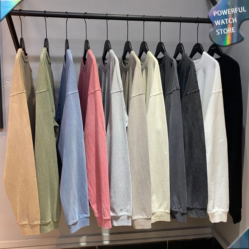 American Retro solid color Men's Sweatshirts Casual Minimalist Pure Cotton Washed Old Streetwear Round Neck Long-sleeve Pullover 
American Retro solid color Men's Sweatshirts Casual Minimalist Pure Cotton Washed Old Streetwear Round Neck Long-sleeve Pullover