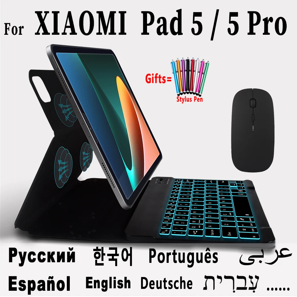 

2023 Магнитный чехол с клавиатурой для Xiaomi Pad 5 Pro 11 2021 Mipad 5 чехол для Mi Pad 5 чехол с Bluetooth клавиатурой русский корейский