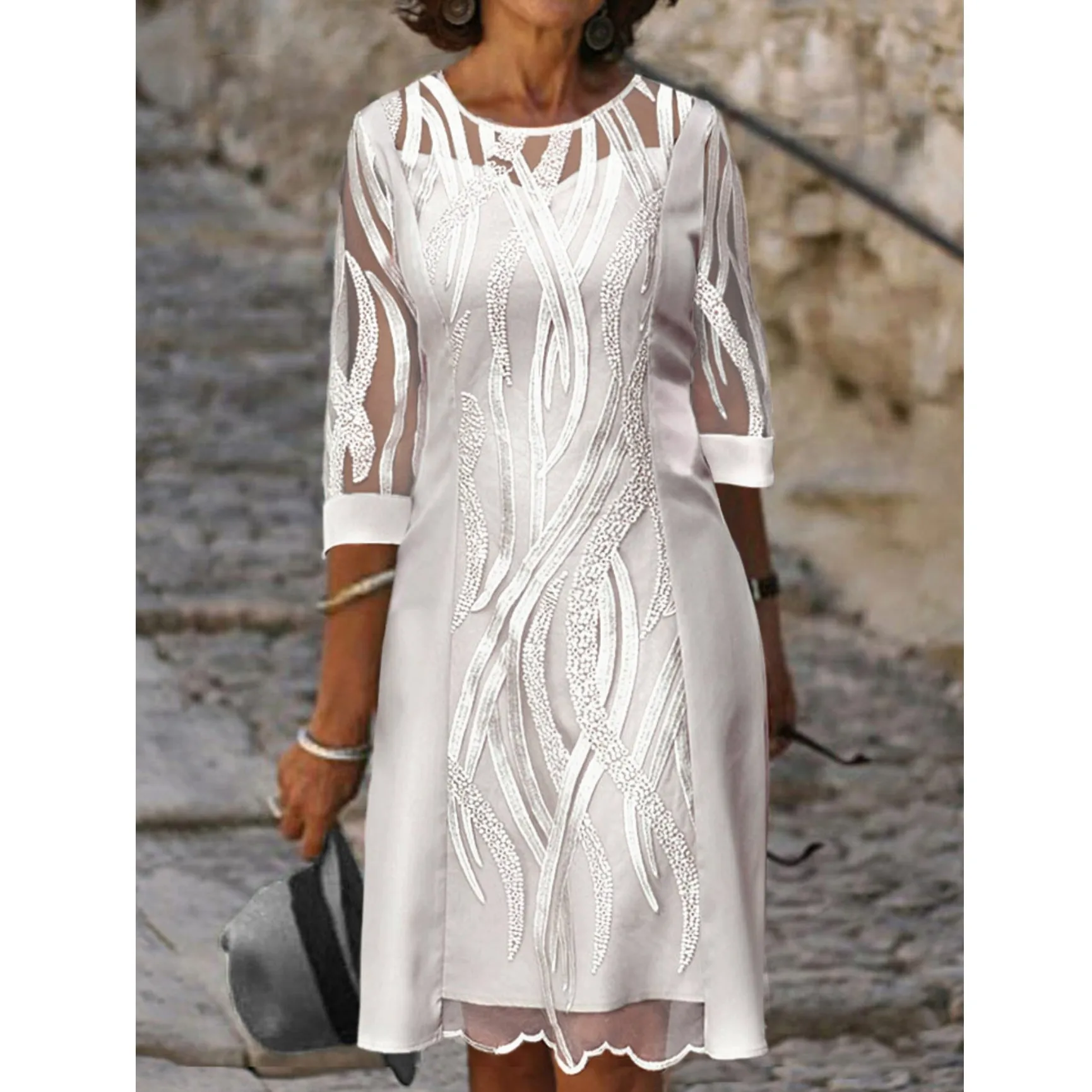 Autumn Summer Half Sleeve Casual Dress Sexy See-Through Patchwork Lace Party Dress Women Fashion O Neck Loose Pullover Dress
Autumn Summer Half Sleeve Casual Dress Sexy See-Through Patchwork Lace Party Dress Women Fashion O Neck Loose Pullover Dress