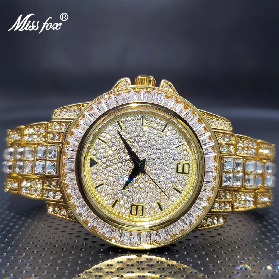 MISSFOX Men Watch Luxury Brand Gold Full Diamond Street Hip Hop Style Quartz Watches Accessories Droshipping Rl��gios Masculino
MISSFOX Men Watch Luxury Brand Gold Full Diamond Street Hip Hop Style Quartz Watches Accessories Droshipping Rl��gios Masculino