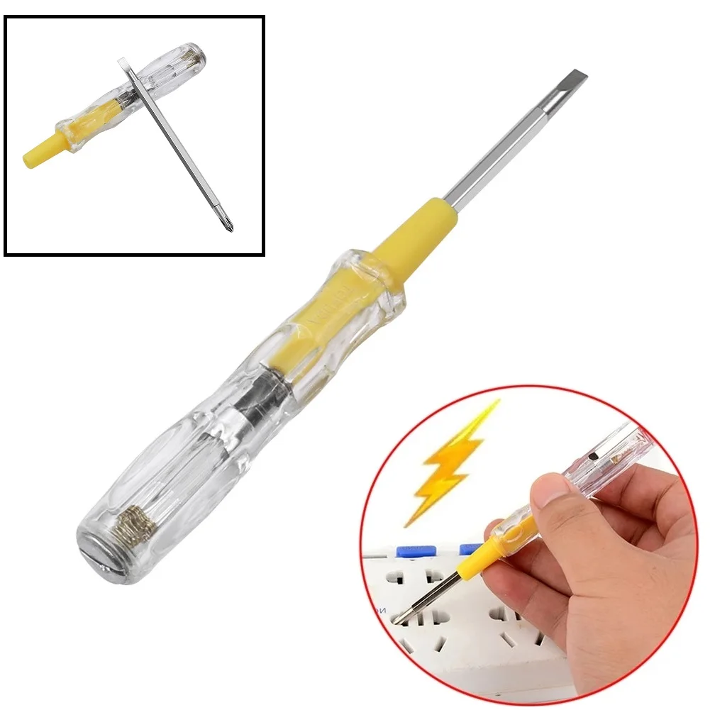 LED Electric Tester Pen Slotted Screwdriver Electric Test Pen Sensor Voltage Detector Tester With Removable Double Heads
LED Electric Tester Pen Slotted Screwdriver Electric Test Pen Sensor Voltage Detector Tester With Removable Double Heads