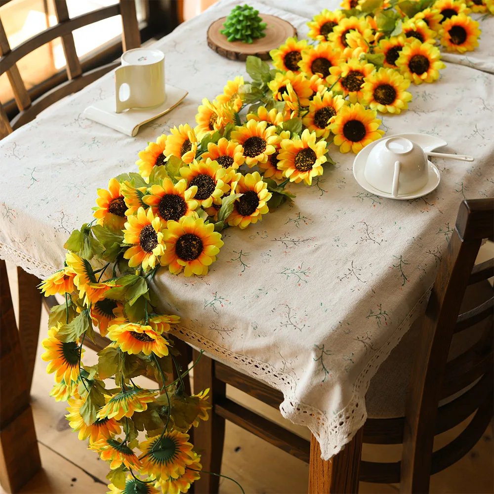 1/3P Artificial Flowers Silk Sunflower Garland Sunflower Vine with Green Leaves Halloween for Wedding Home Party Table Decoratio
1/3P Artificial Flowers Silk Sunflower Garland Sunflower Vine with Green Leaves Halloween for Wedding Home Party Table Decoratio