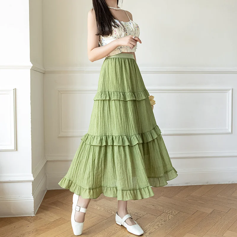 Korean Style Ruffles Long Skirt Women Summer 2023 Fairy A-line Skirt Female Elastic High Waist Holiday Beach Faldas Mujer Y2k
Korean Style Ruffles Long Skirt Women Summer 2023 Fairy A-line Skirt Female Elastic High Waist Holiday Beach Faldas Mujer Y2k