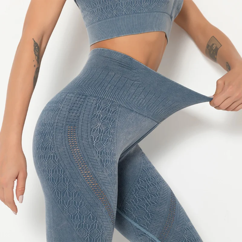 New Sports Fitness Pants Seamless Washed Hollow Out Yoga Pants Running High Waist Hip Tights for Women Seamless Leggings
New Sports Fitness Pants Seamless Washed Hollow Out Yoga Pants Running High Waist Hip Tights for Women Seamless Leggings