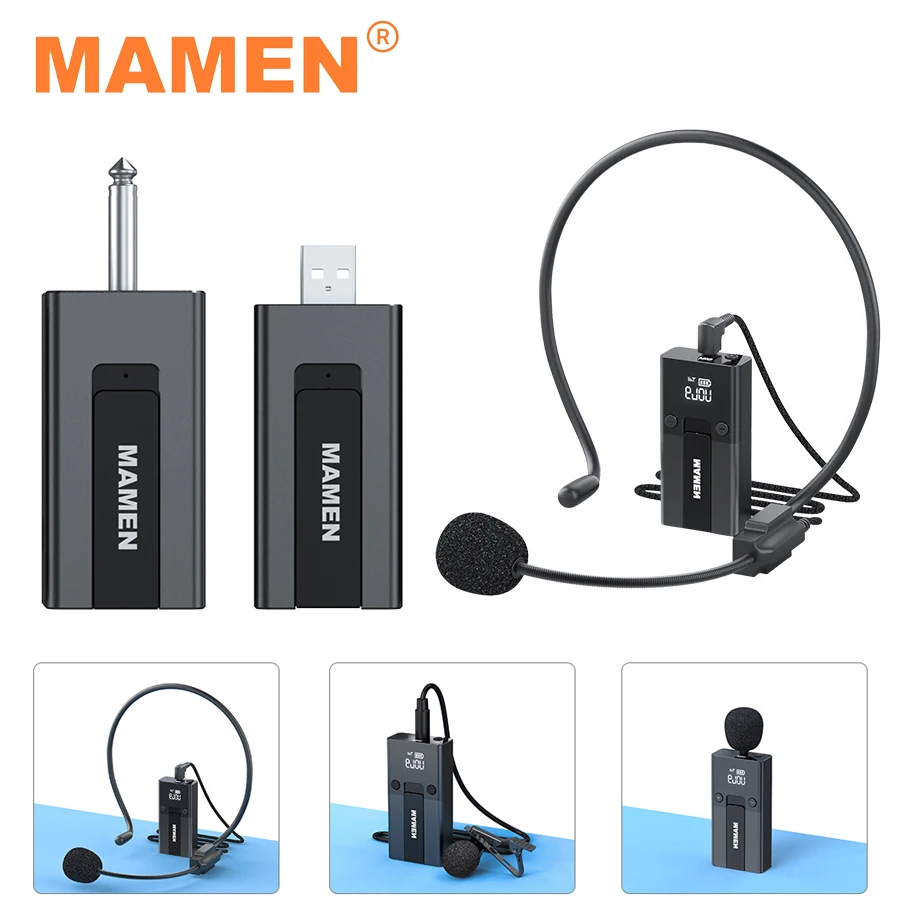 MAMEN UHF Wireless Headset Microphone Handheld Lavalier Microphone for Stage Lecture Conference for Amplifier Smartphone Camera
MAMEN UHF Wireless Headset Microphone Handheld Lavalier Microphone for Stage Lecture Conference for Amplifier Smartphone Camera