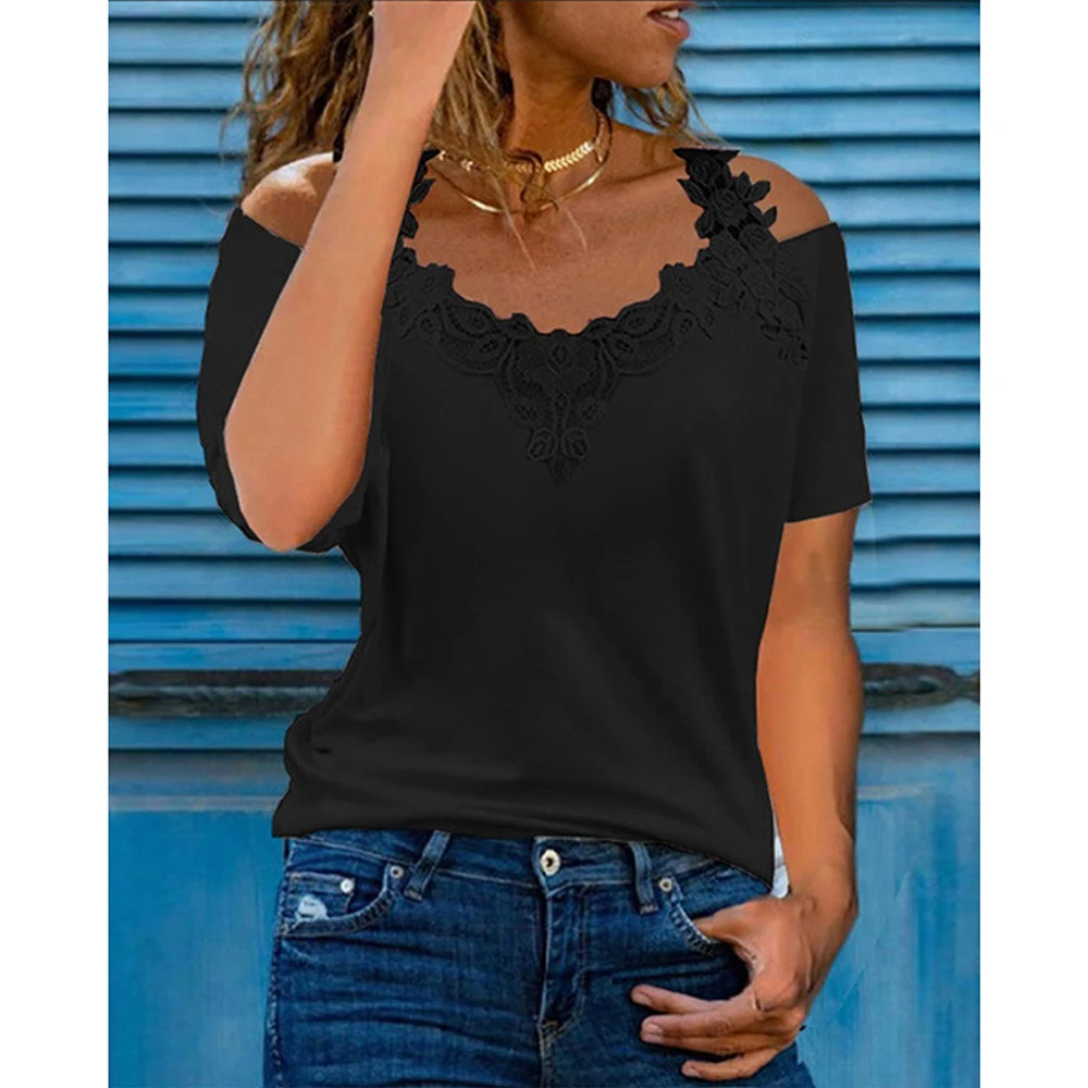 Crop Tops Korean T-shirts V -neck Lace Off- Shoulde Short Sleeve Top Shirt for Women Clothing 2023 Spring Summer Female Y2k Clot
Crop Tops Korean T-shirts V -neck Lace Off- Shoulde Short Sleeve Top Shirt for Women Clothing 2023 Spring Summer Female Y2k Clot