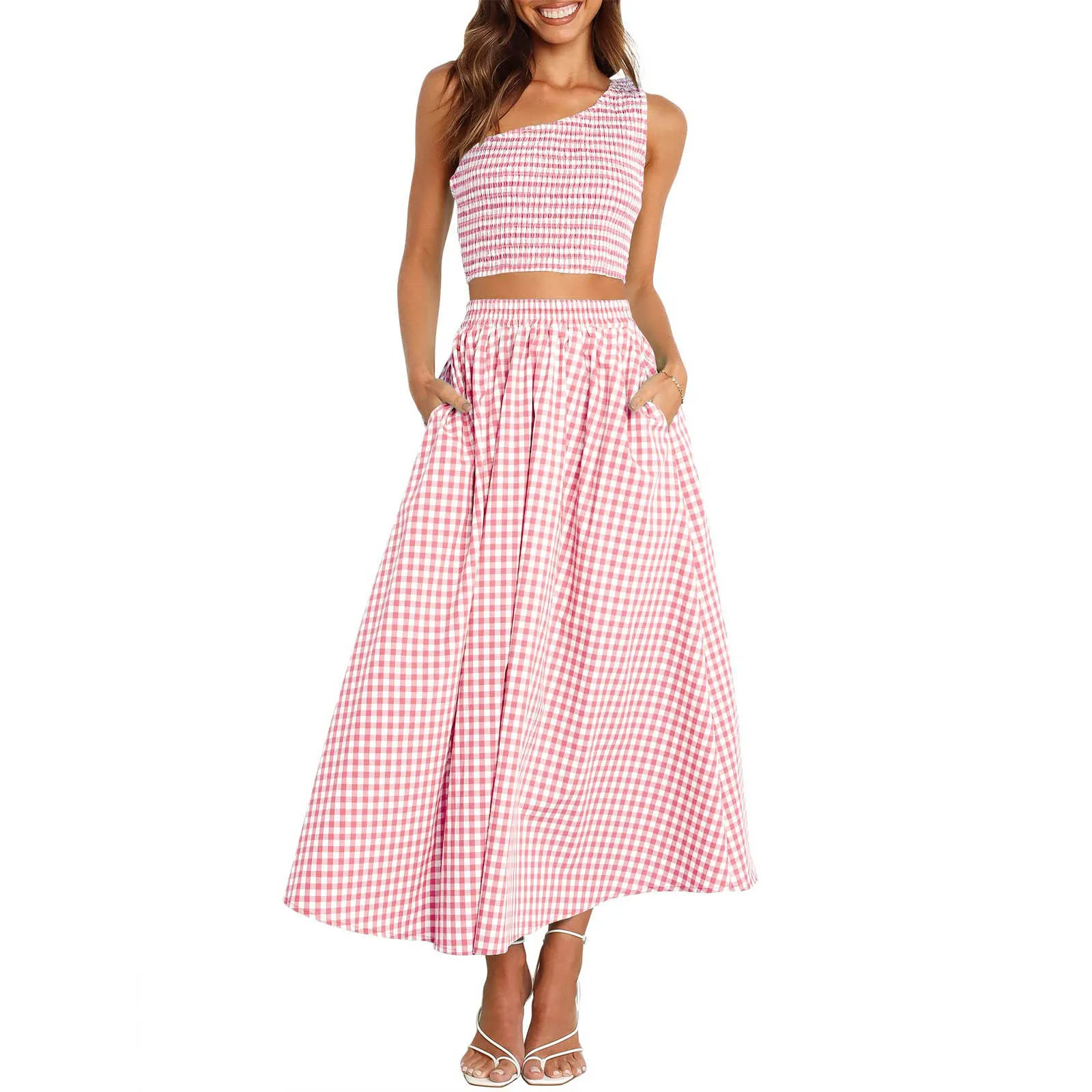 Women Casual Plaid Floral Print One Shoulder Ruched Cropped Top High Waist Pocket Long Skirt Set Petite Sequin Gown
Women Casual Plaid Floral Print One Shoulder Ruched Cropped Top High Waist Pocket Long Skirt Set Petite Sequin Gown