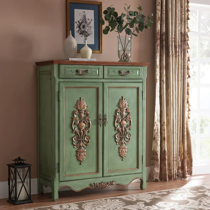 American-Style Solid Wood Vintage Shoe Cabinet Painted Art Carved Living Room Curio Cabinet Space-Saving Movable Three-Layer
American-Style Solid Wood Vintage Shoe Cabinet Painted Art Carved Living Room Curio Cabinet Space-Saving Movable Three-Layer