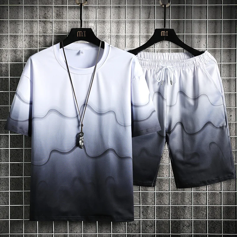 2022New Trendy Loose5Half Sleeve Set Gradient Digital PrintingTT-shirt Men's Short Sleeve Suit
2022New Trendy Loose5Half Sleeve Set Gradient Digital PrintingTT-shirt Men's Short Sleeve Suit
