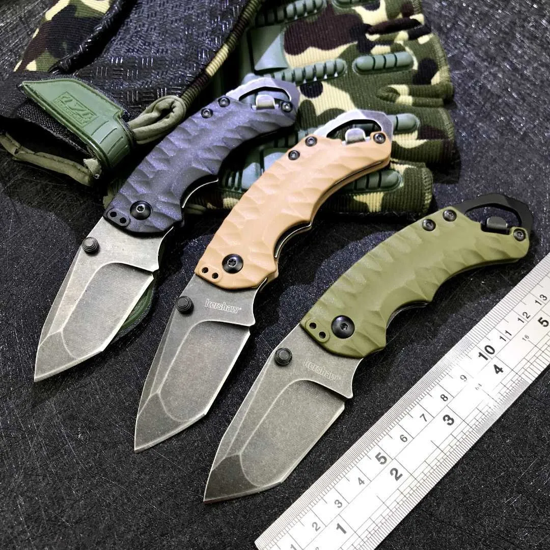 

Kershaw 8750 Manual Mini Folding Hunting Knife Blackwash Tanto Plain Edge 8Cr13Mov Blade Tactical Survival EDC Knives