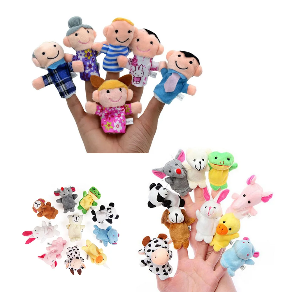 

Finger Puppets Family Animal Toys Puppet Plush Toddlers Story Set Kids Time Cartoon Members People Theater Animals 3 Different