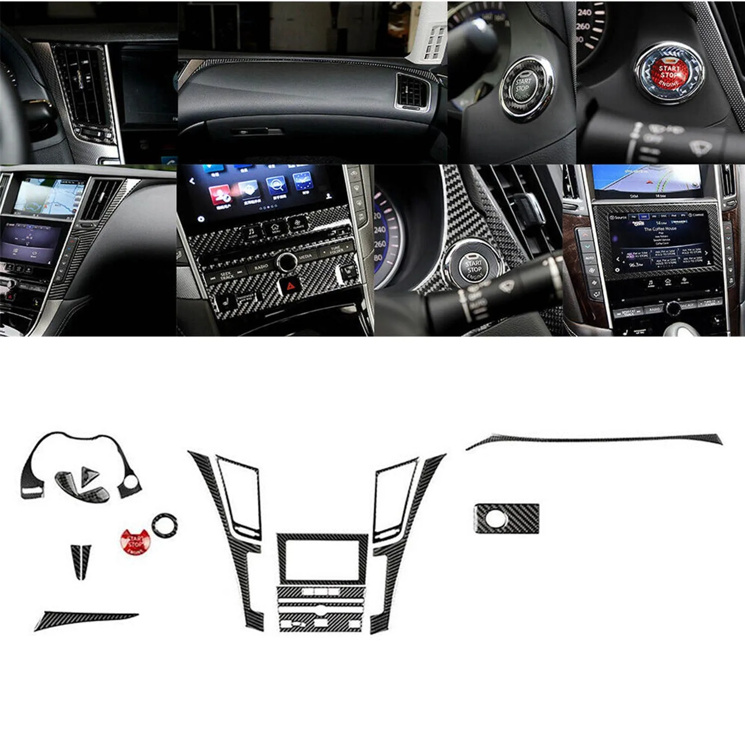 16Pcs Car Decoration Sticker For Infiniti Q50 Q60 2014-19 Carbon Fiber Full Interior Set Cover Sticker Auto Accessories
16Pcs Car Decoration Sticker For Infiniti Q50 Q60 2014-19 Carbon Fiber Full Interior Set Cover Sticker Auto Accessories
