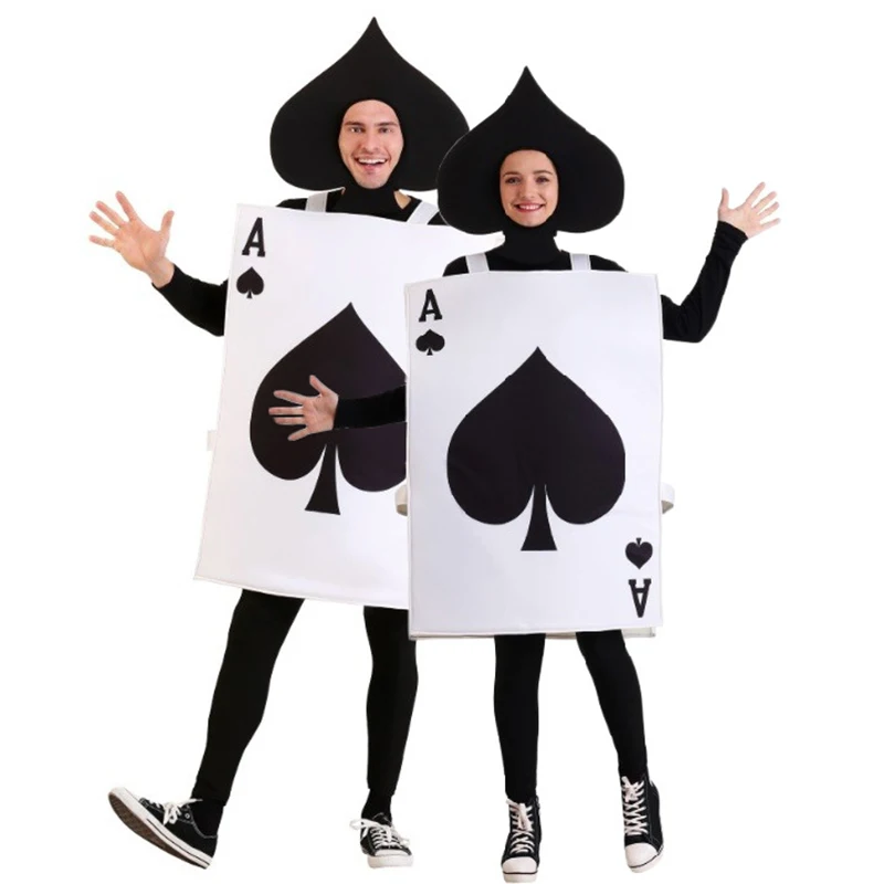 

Unisex Poker Playing Card Ace of Spades Costume for Adult Women Men Alice Poker Costume Halloween Costumes for Women