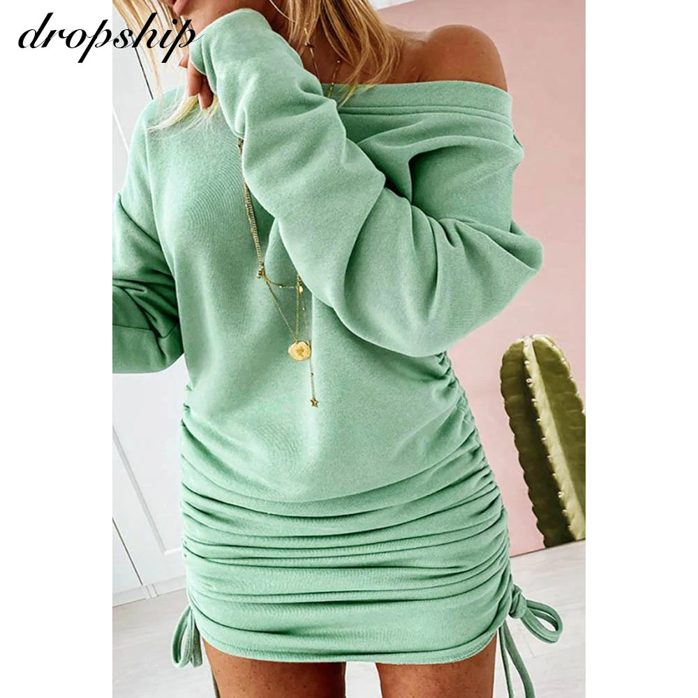 Drawstring Sweater Dress Solid Color Long Sleeve Dress Rpund Neck Plus Size Dresses For Women Lace Up Ruched Dress
Drawstring Sweater Dress Solid Color Long Sleeve Dress Rpund Neck Plus Size Dresses For Women Lace Up Ruched Dress