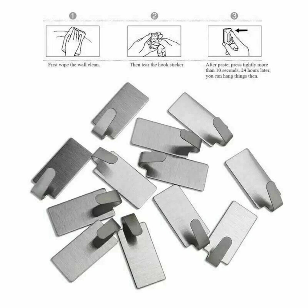 12Pcs Adhesive Hooks Stainless Steel Hooks Kitchen Bathroom Metal Sticky Hooks For Towel Robe Hats Bag Hanging Wall Hanger
12Pcs Adhesive Hooks Stainless Steel Hooks Kitchen Bathroom Metal Sticky Hooks For Towel Robe Hats Bag Hanging Wall Hanger