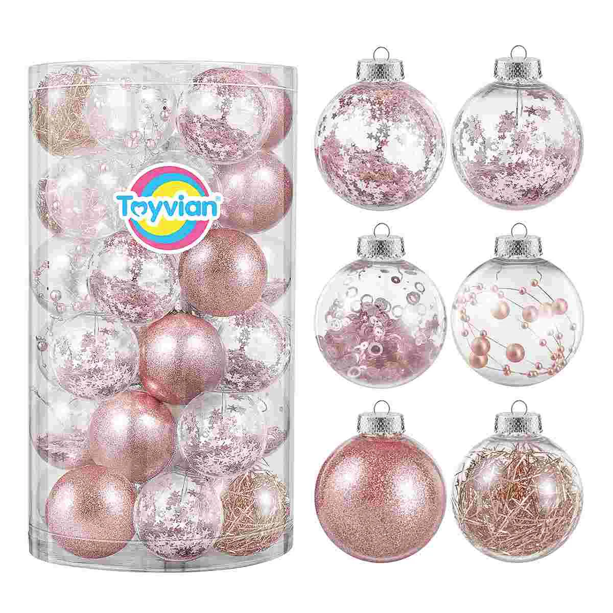 

Toyvian 36pcs 6cm Christmas Ball Ornaments Christmas Tree Pendants Festive Adornment Balls for Christmas Party Banquet (Rose
