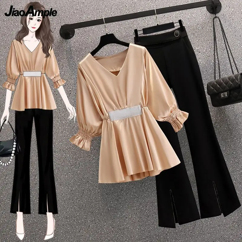 Women's Summer V-Neck Chiffon Shirt+Micro Flare Pants Two Piece 2023 New in Matching Set Korean Elegant Blouse Trousers Suit
Women's Summer V-Neck Chiffon Shirt+Micro Flare Pants Two Piece 2023 New in Matching Set Korean Elegant Blouse Trousers Suit