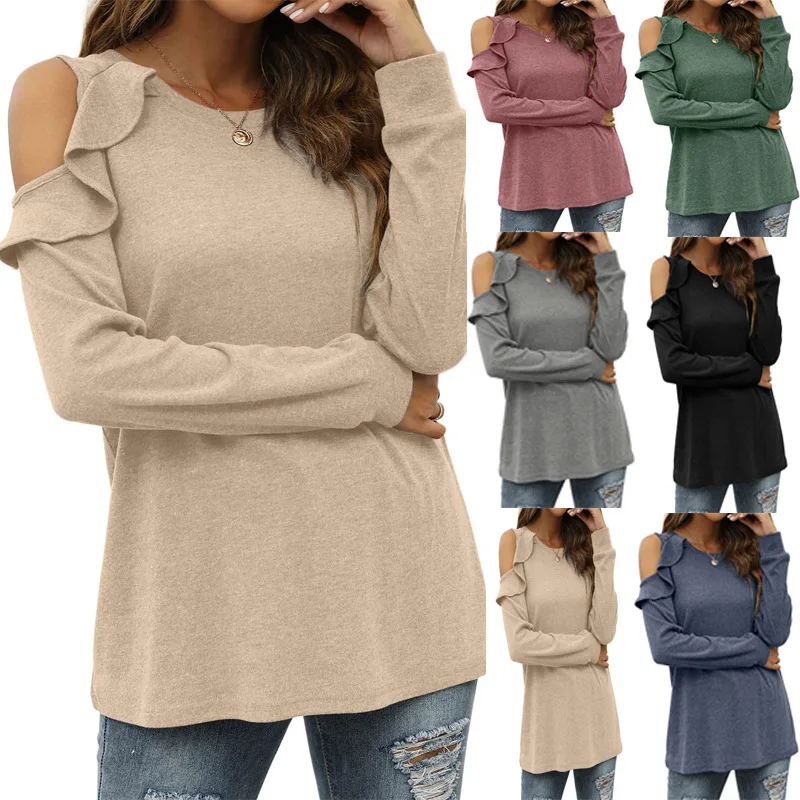 2023 Autumn New Fashion Women's Elegant Ruffle T-Shirt Female Knitted Solid Color Loose Long Sleeves Tees For Women O-Neck Tops
2023 Autumn New Fashion Women's Elegant Ruffle T-Shirt Female Knitted Solid Color Loose Long Sleeves Tees For Women O-Neck Tops