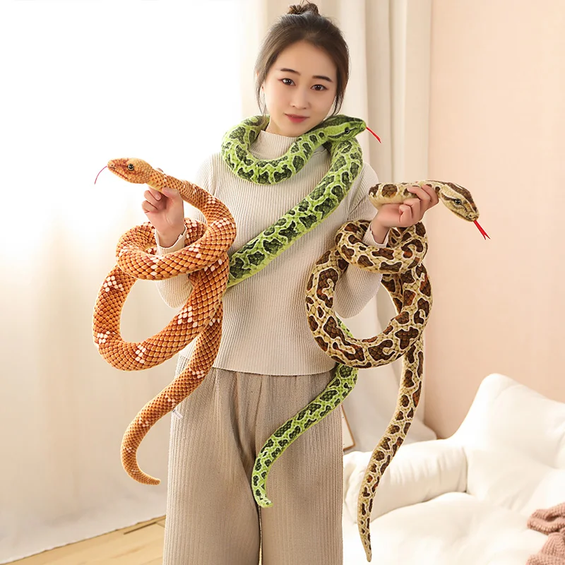 

New 200cm Simulated Python Snake Plush Toy Giant Boa Cobra Long Stuffed Snake Plushie Pillow Children Boys Gift Home Decoration
