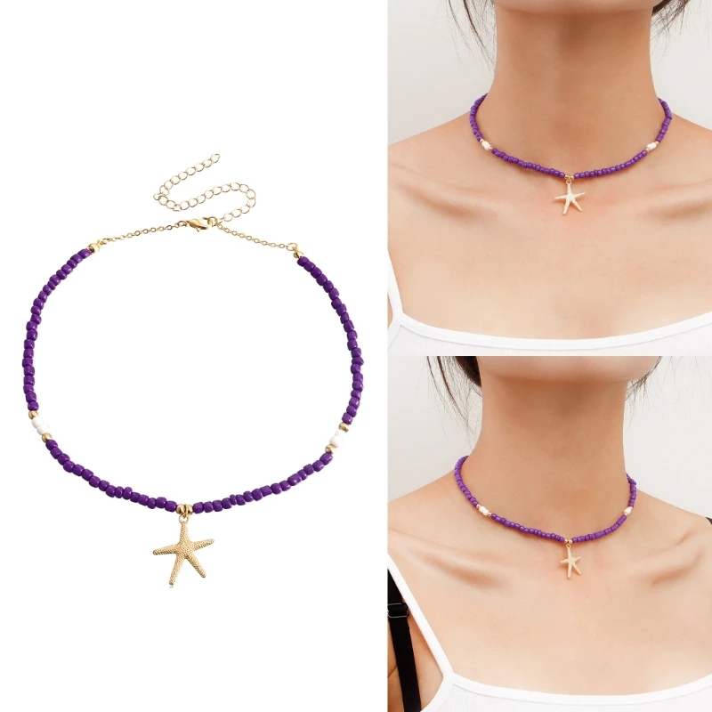 

Модное ожерелье с подвеской в ​​виде морской звезды, колье, цепочка на шею, элегантная цепочка на ключицу, богемное ожерелье из