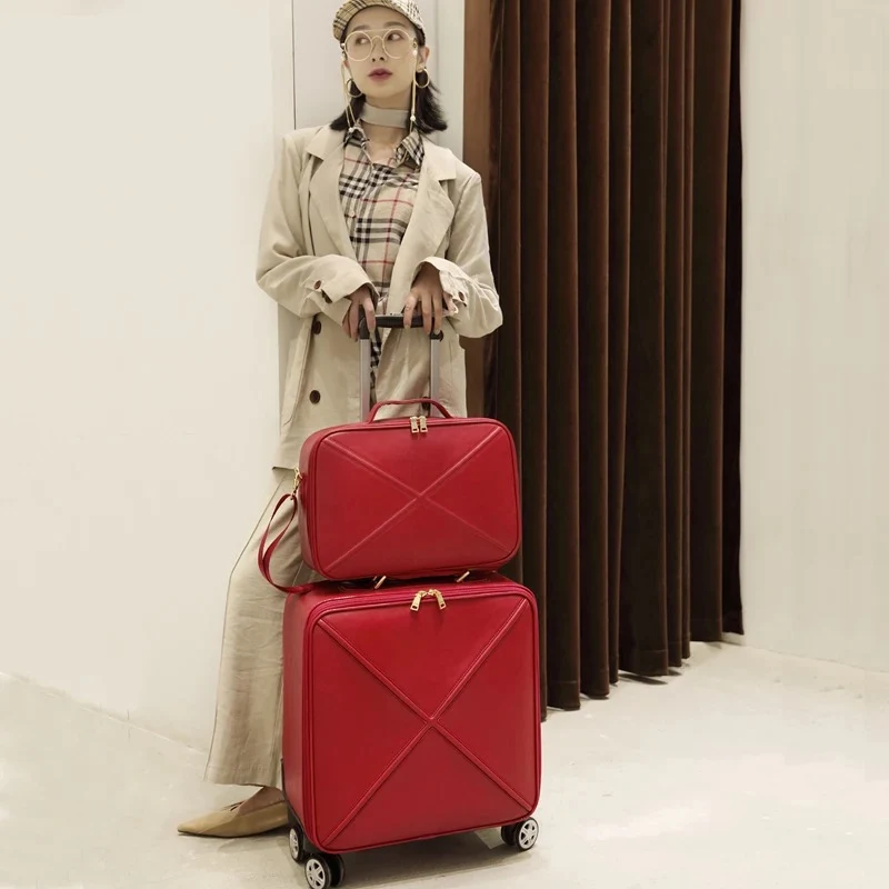 GraspDream 16"18 inch women spinner leather retro trolley bag 20 24 travel suitcase with handbag girl spinner brand luggage
GraspDream 16"18 inch women spinner leather retro trolley bag 20 24 travel suitcase with handbag girl spinner brand luggage