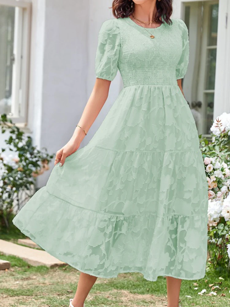 Fashion Lace Dress Elegant O Neck Floral Dress Summer Vintage Loose Short Sleeve Beach Dress Lady Casual Solid Trency Long Dress
Fashion Lace Dress Elegant O Neck Floral Dress Summer Vintage Loose Short Sleeve Beach Dress Lady Casual Solid Trency Long Dress
