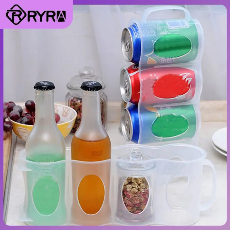 

Refrigerator Beverage Storage Box Hand - Pulled Type 4 Sections Space-saving Drink Storage Rack Can Organizer Kitchen Accessory